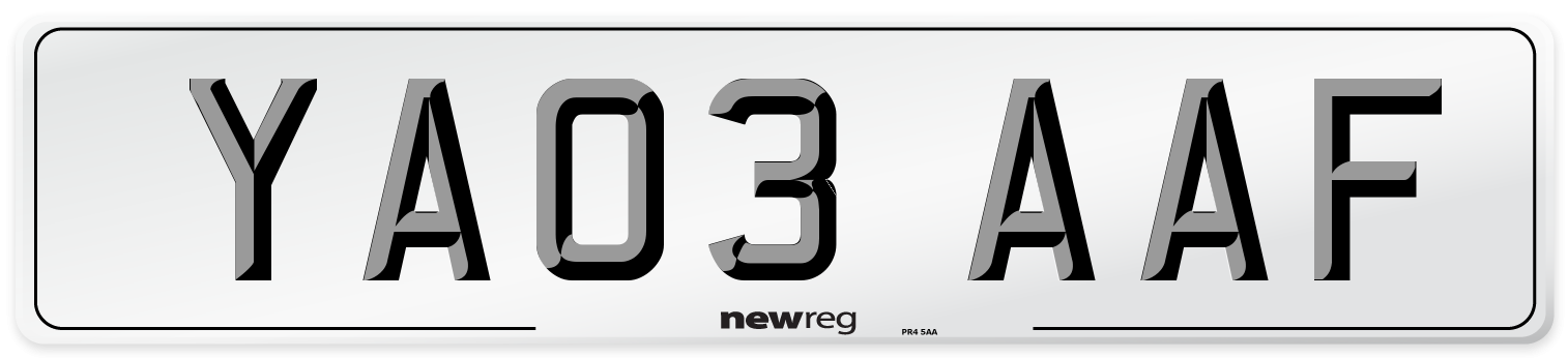 YA03 AAF Number Plate from New Reg